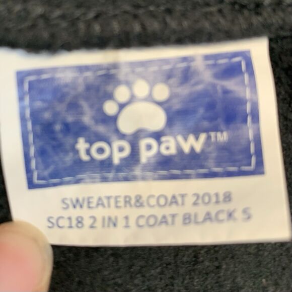 Top Paw Dog 2 in 1 Coat Sweater Vest Small Black Grey Fleece Reflective Winter - Picture 9 of 10